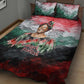 Wangari Maathai Quilt Bed Set Kenyan Flag Watercolor Style - Environmental Quote Planting Trees Tribute Eco-Activism - African Pride