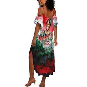 Wangari Maathai Summer Maxi Dress Kenyan Flag Watercolor Style - Environmental Quote Planting Trees Tribute Eco-Activism - African Pride