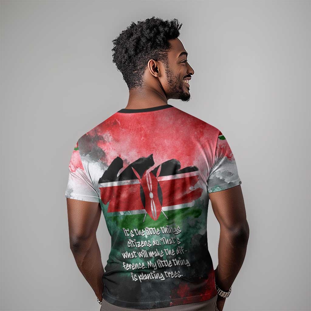 Wangari Maathai T shirt Kenyan Flag Watercolor Style - Environmental Quote Planting Trees Tribute Eco-Activism - African Pride