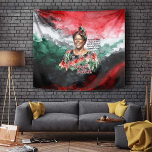 Wangari Maathai Tapestry Kenyan Flag Watercolor Style - Environmental Quote Planting Trees Tribute Eco-Activism - African Pride