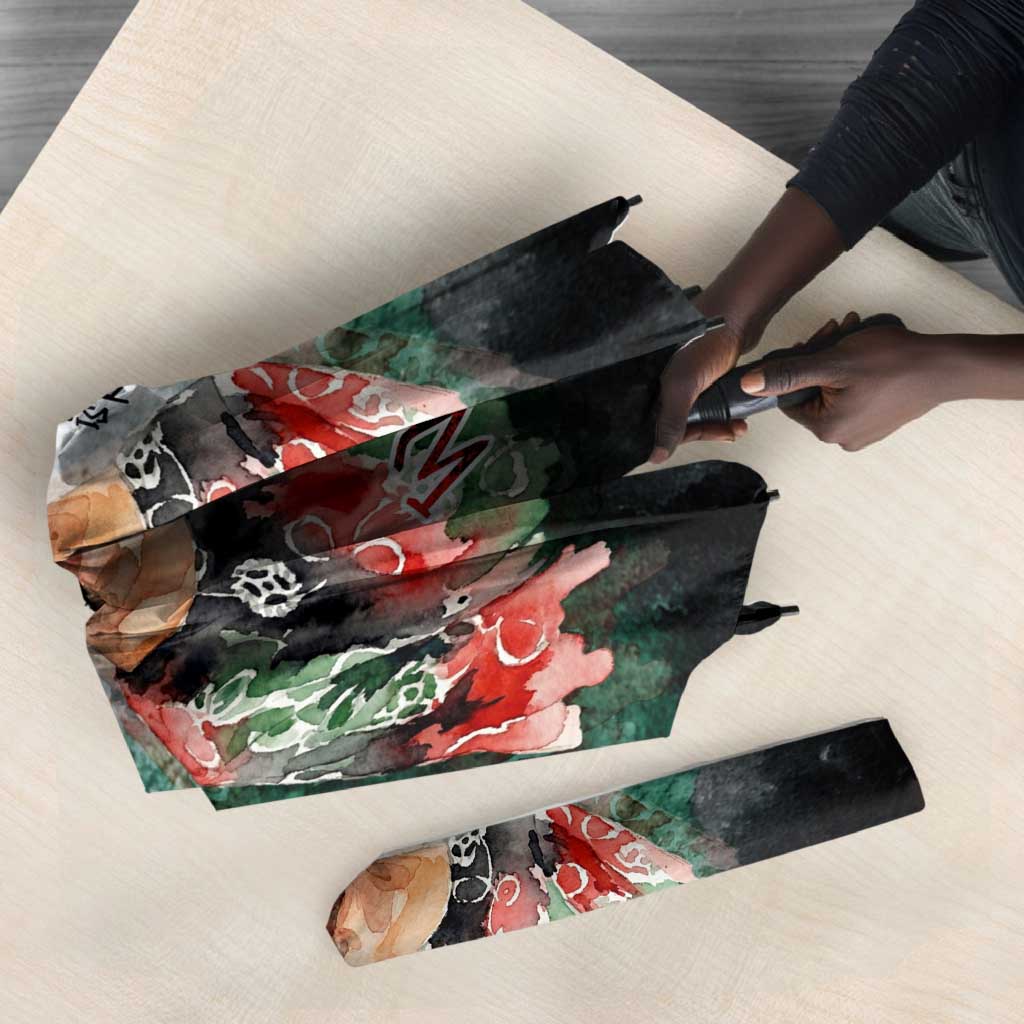 Wangari Maathai Umbrella Kenyan Flag Watercolor Style - Environmental Quote Planting Trees Tribute Eco-Activism - African Pride