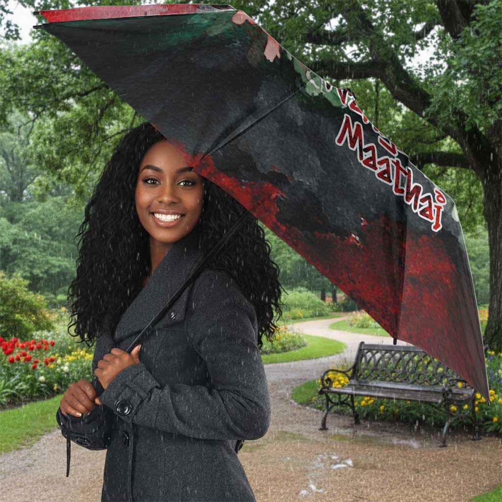 Wangari Maathai Umbrella Kenyan Flag Watercolor Style - Environmental Quote Planting Trees Tribute Eco-Activism - African Pride