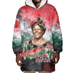 Wangari Maathai Wearable Blanket Hoodie Kenyan Flag Watercolor Style - Environmental Quote Planting Trees Tribute Eco-Activism - African Pride