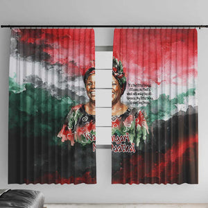 Wangari Maathai Window Curtain Kenyan Flag Watercolor Style - Environmental Quote Planting Trees Tribute Eco-Activism - African Pride