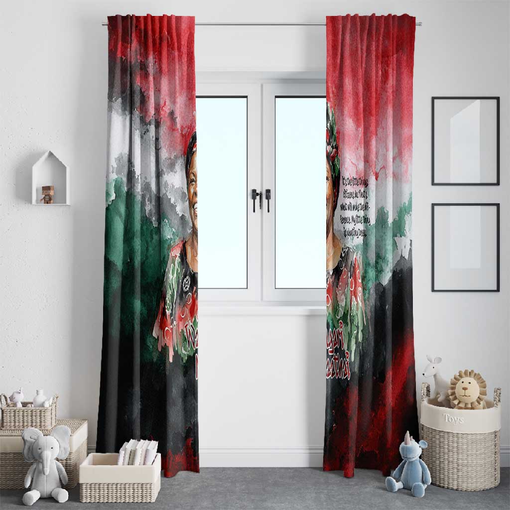 Wangari Maathai Window Curtain Kenyan Flag Watercolor Style - Environmental Quote Planting Trees Tribute Eco-Activism - African Pride