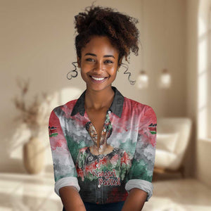 Wangari Maathai Women Casual Shirt Kenyan Flag Watercolor Style - Environmental Quote Planting Trees Tribute Eco-Activism - African Pride