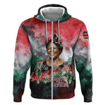 Wangari Maathai Zip Hoodie Kenyan Flag Watercolor Style - Environmental Quote Planting Trees Tribute Eco-Activism - African Pride