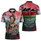 Wangari Maathai Zipper Polo Shirt Kenyan Flag Watercolor Style - Environmental Quote Planting Trees Tribute Eco-Activism - African Pride