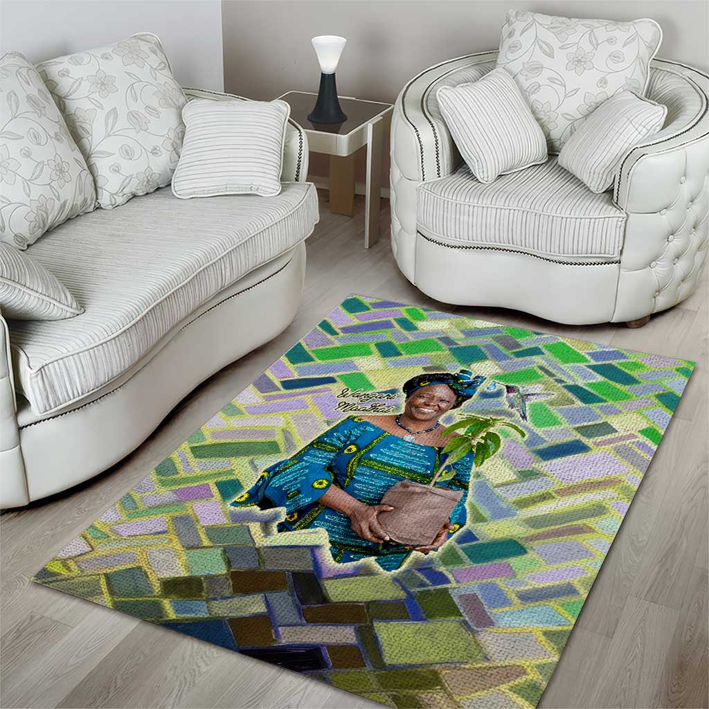 Wangari Maathai Area Rug Hummingbird Quote Tree Planting Theme Environmental Justice Tribute - African Pride