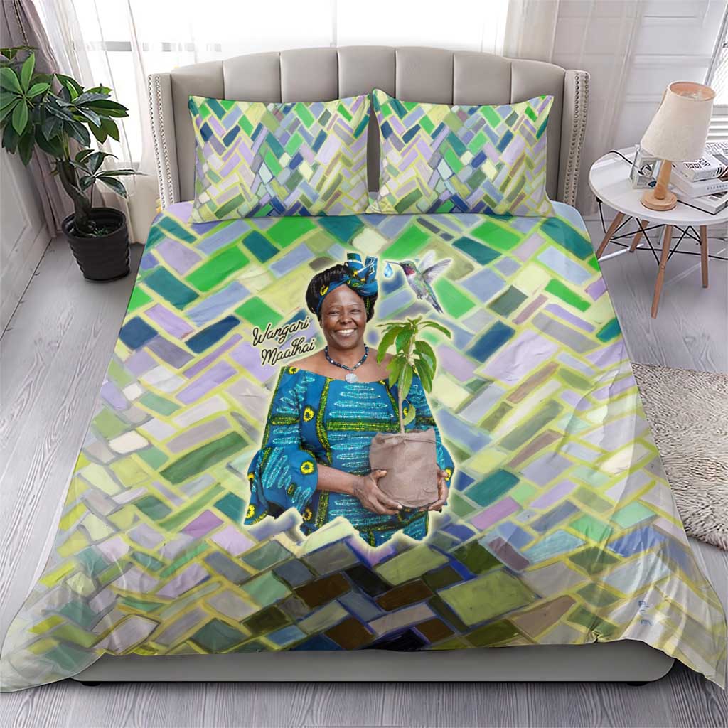 Wangari Maathai Bedding Set Hummingbird Quote Tree Planting Theme Environmental Justice Tribute - African Pride