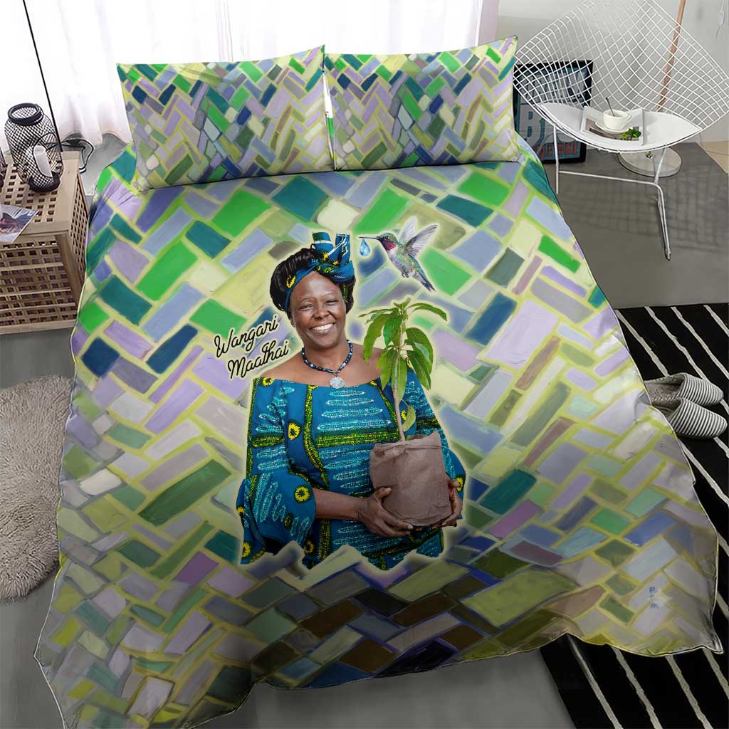 Wangari Maathai Bedding Set Hummingbird Quote Tree Planting Theme Environmental Justice Tribute - African Pride