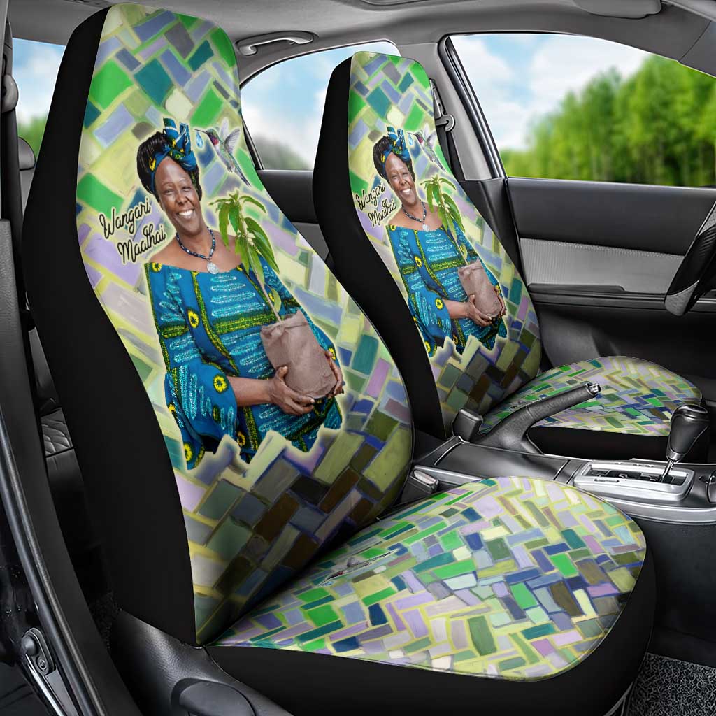 Wangari Maathai Car Seat Cover Hummingbird Quote Tree Planting Theme Environmental Justice Tribute - African Pride