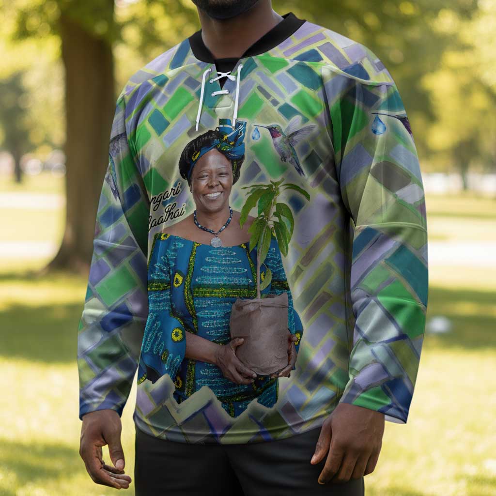 Wangari Maathai Hockey Jersey Hummingbird Quote Tree Planting Theme Environmental Justice Tribute - African Pride