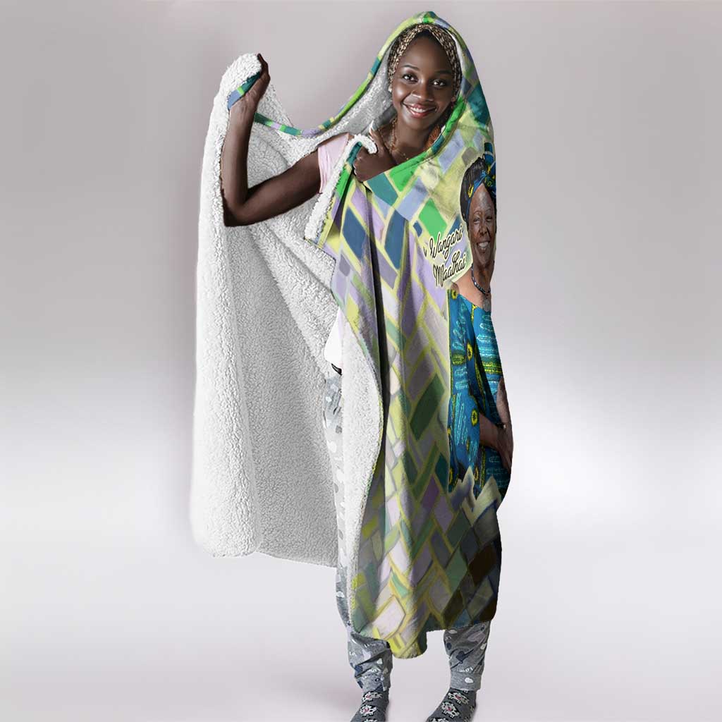 Wangari Maathai Hooded Blanket Hummingbird Quote Tree Planting Theme Environmental Justice Tribute - African Pride