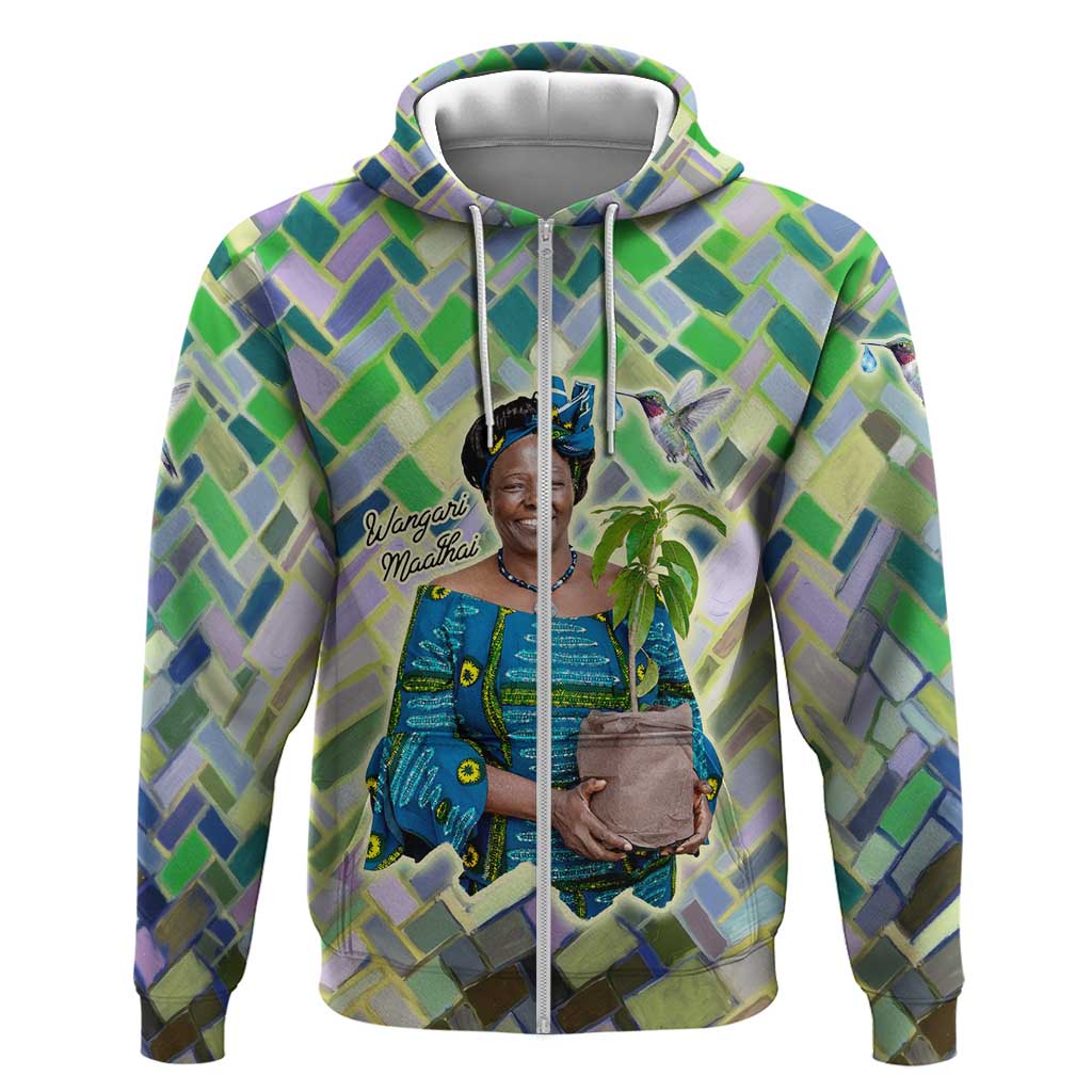 Wangari Maathai Hoodie Hummingbird Quote Tree Planting Theme Environmental Justice Tribute - African Pride