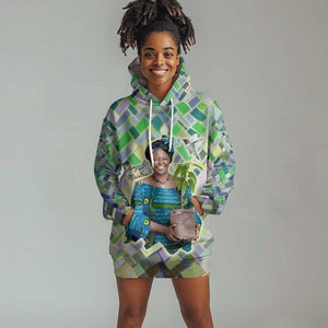 Wangari Maathai Hoodie Dress Hummingbird Quote Tree Planting Theme Environmental Justice Tribute - African Pride