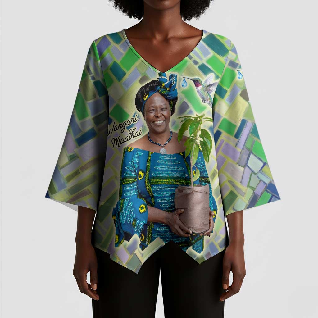 Wangari Maathai Kimono Sleeve Blouse Hummingbird Quote Tree Planting Theme Environmental Justice Tribute - African Pride