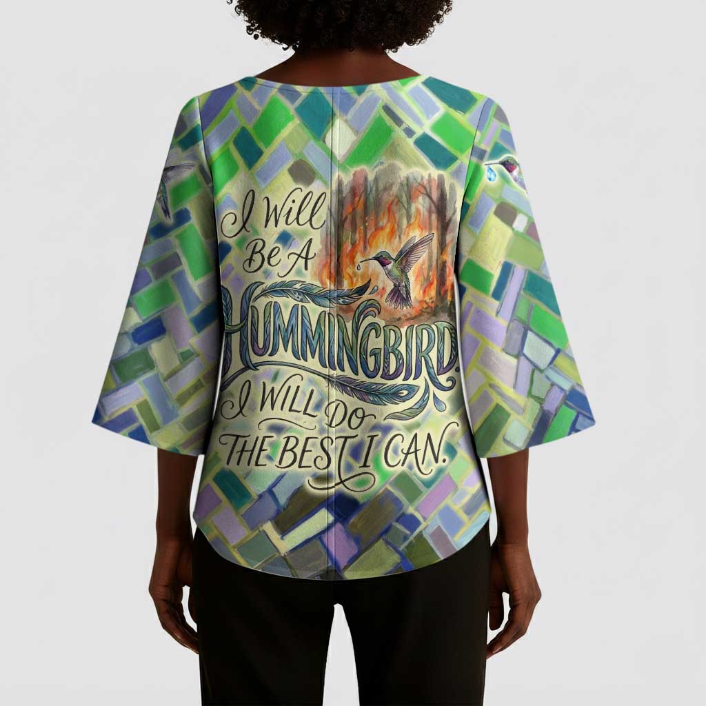 Wangari Maathai Kimono Sleeve Blouse Hummingbird Quote Tree Planting Theme Environmental Justice Tribute - African Pride