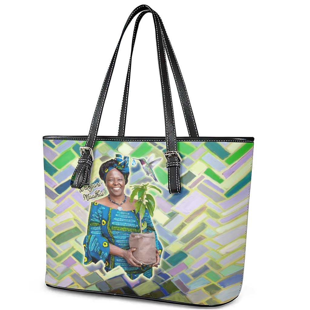 Wangari Maathai Leather Tote Bag Hummingbird Quote Tree Planting Theme Environmental Justice Tribute - African Pride