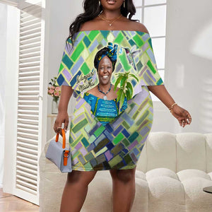 Wangari Maathai Off Shoulder Short Dress Hummingbird Quote Tree Planting Theme Environmental Justice Tribute - African Pride