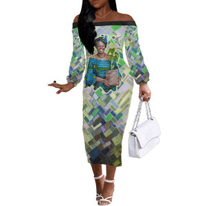 Wangari Maathai Off The Shoulder Long Sleeve Dress Hummingbird Quote Tree Planting Theme Environmental Justice Tribute - African Pride