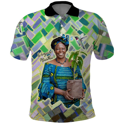 Wangari Maathai Polo Shirt Hummingbird Quote Tree Planting Theme Environmental Justice Tribute - African Pride