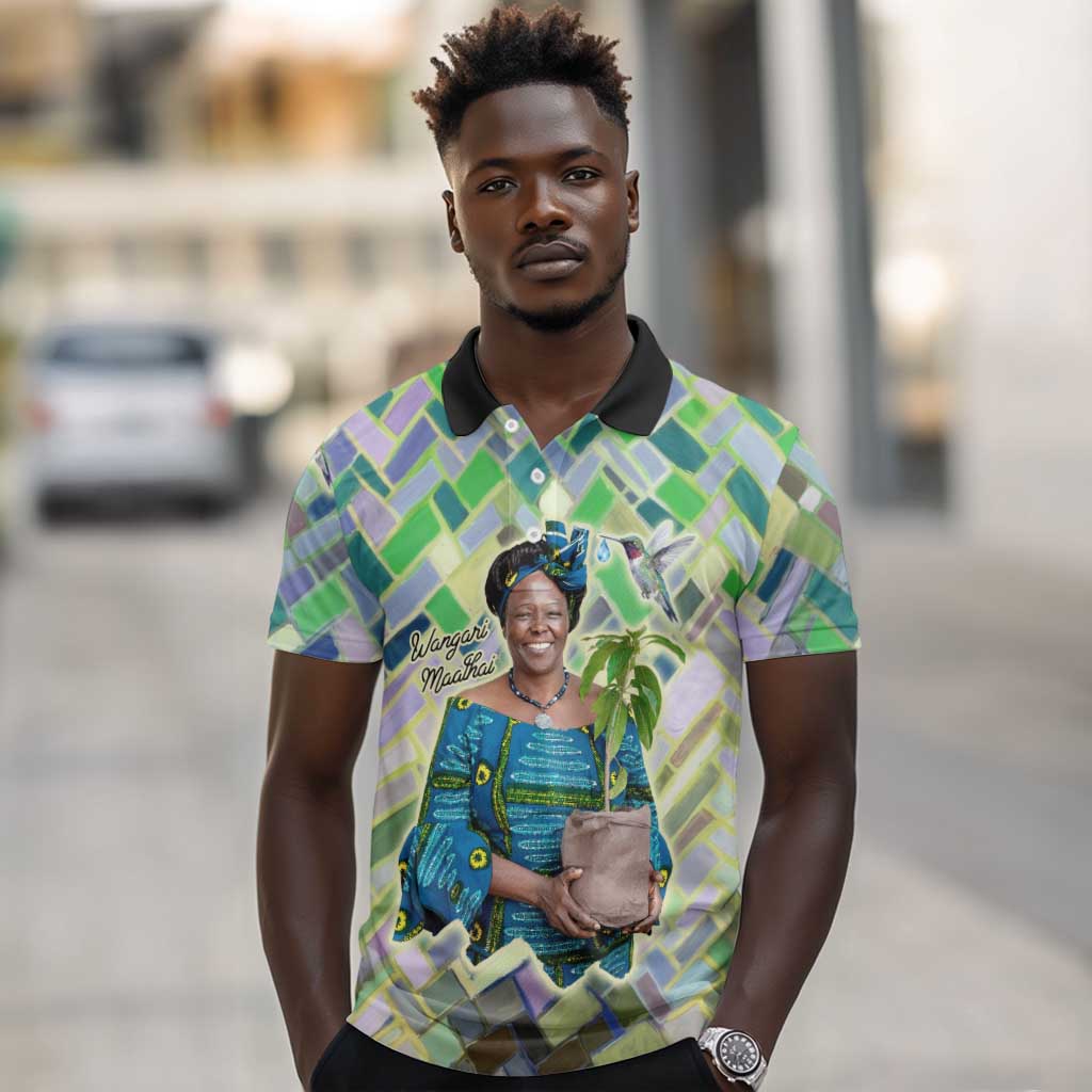 Wangari Maathai Polo Shirt Hummingbird Quote Tree Planting Theme Environmental Justice Tribute - African Pride