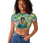 Wangari Maathai Raglan Cropped T shirt Hummingbird Quote Tree Planting Theme Environmental Justice Tribute - African Pride