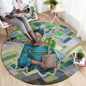 Wangari Maathai Round Carpet Hummingbird Quote Tree Planting Theme Environmental Justice Tribute - African Pride