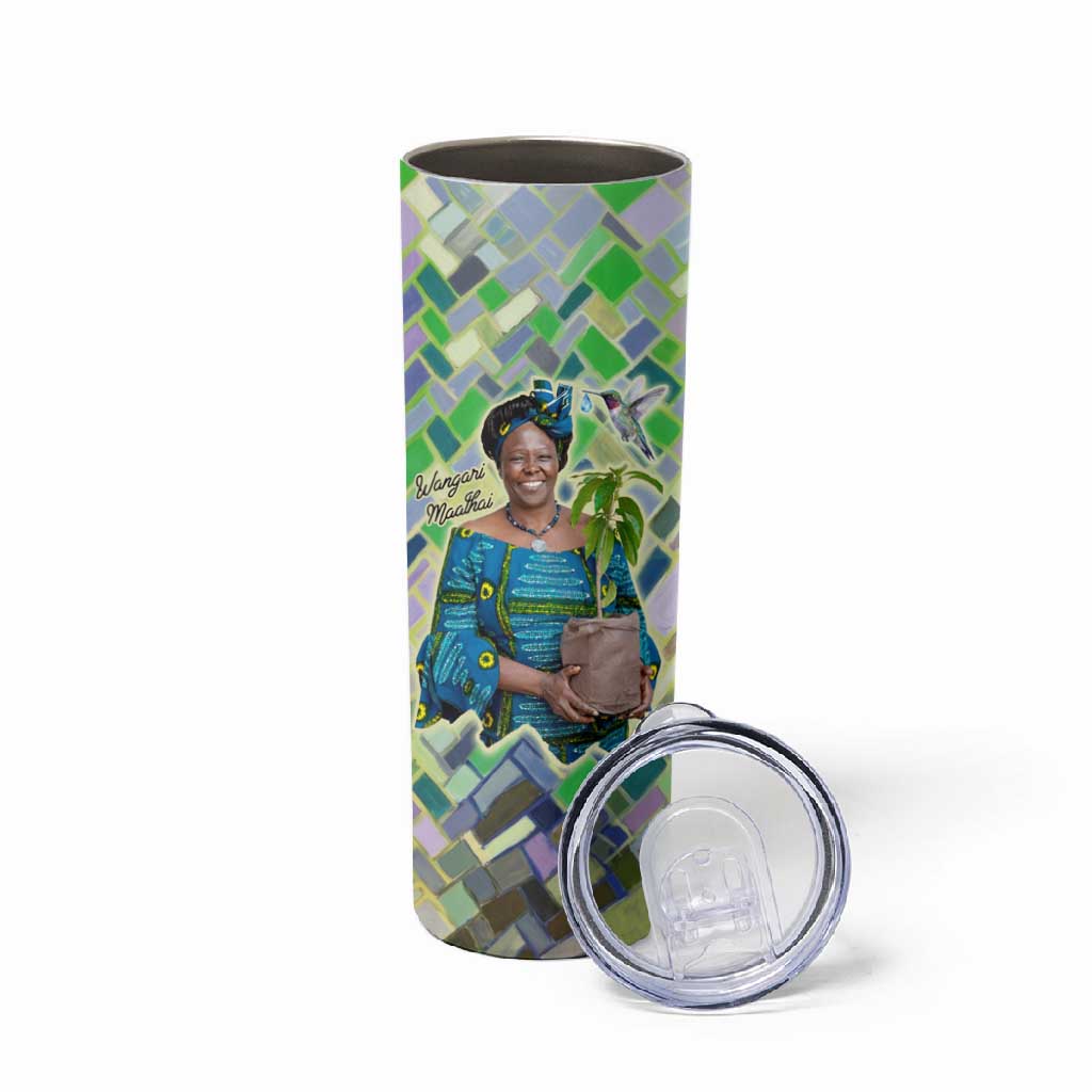Wangari Maathai Skinny Tumbler Hummingbird Quote Tree Planting Theme Environmental Justice Tribute - African Pride