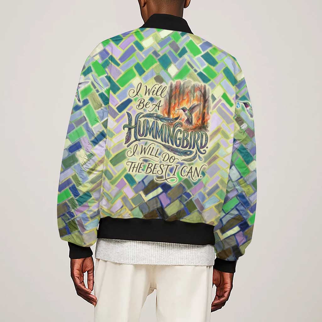 Wangari Maathai Sleeve Zip Bomber Jacket Hummingbird Quote Tree Planting Theme Environmental Justice Tribute - African Pride