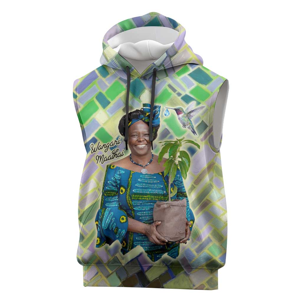 Wangari Maathai Sleeveless Hoodie Hummingbird Quote Tree Planting Theme Environmental Justice Tribute - African Pride