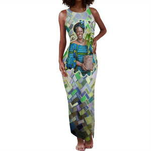 Wangari Maathai Tank Maxi Dress Hummingbird Quote Tree Planting Theme Environmental Justice Tribute - African Pride