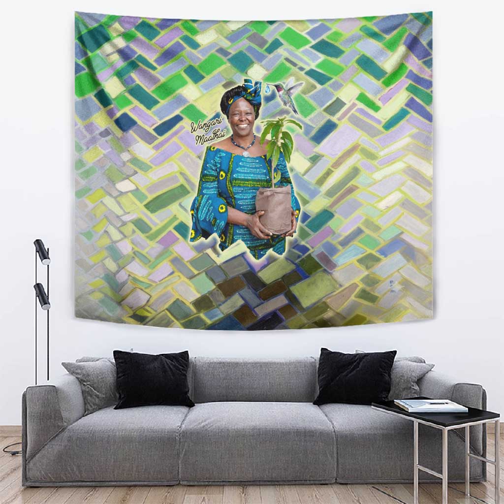 Wangari Maathai Tapestry Hummingbird Quote Tree Planting Theme Environmental Justice Tribute - African Pride