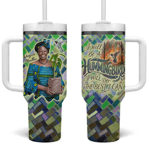 Wangari Maathai Tumbler With Handle Hummingbird Quote Tree Planting Theme Environmental Justice Tribute - African Pride
