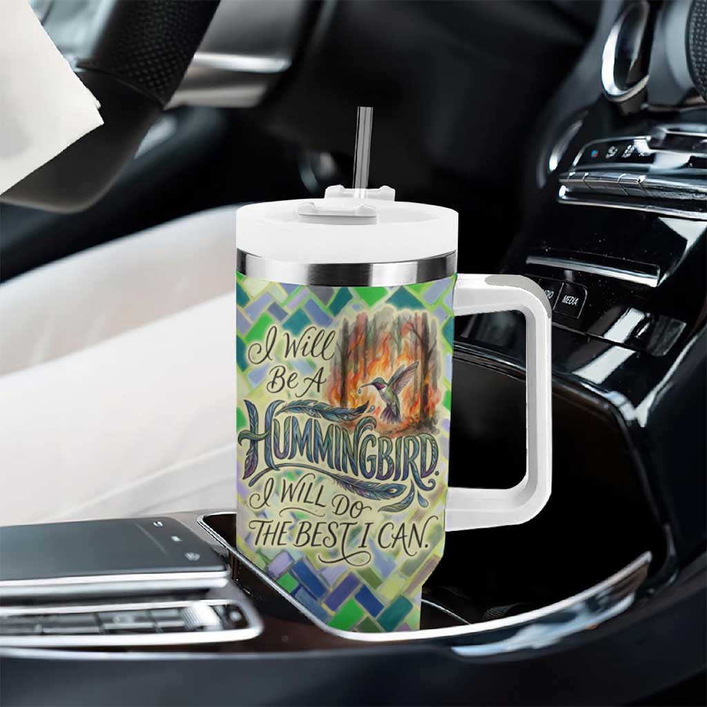 Wangari Maathai Tumbler With Handle Hummingbird Quote Tree Planting Theme Environmental Justice Tribute - African Pride
