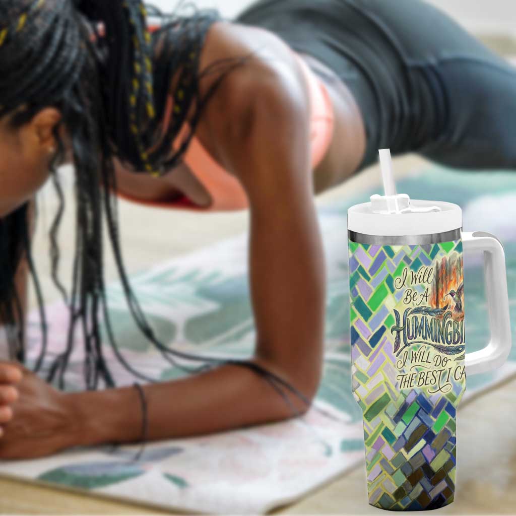 Wangari Maathai Tumbler With Handle Hummingbird Quote Tree Planting Theme Environmental Justice Tribute - African Pride
