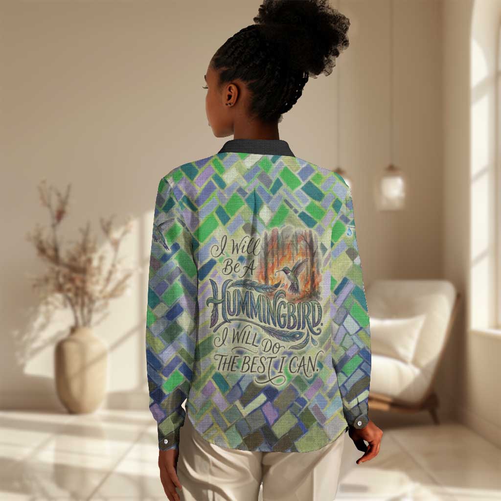 Wangari Maathai Women Casual Shirt Hummingbird Quote Tree Planting Theme Environmental Justice Tribute - African Pride