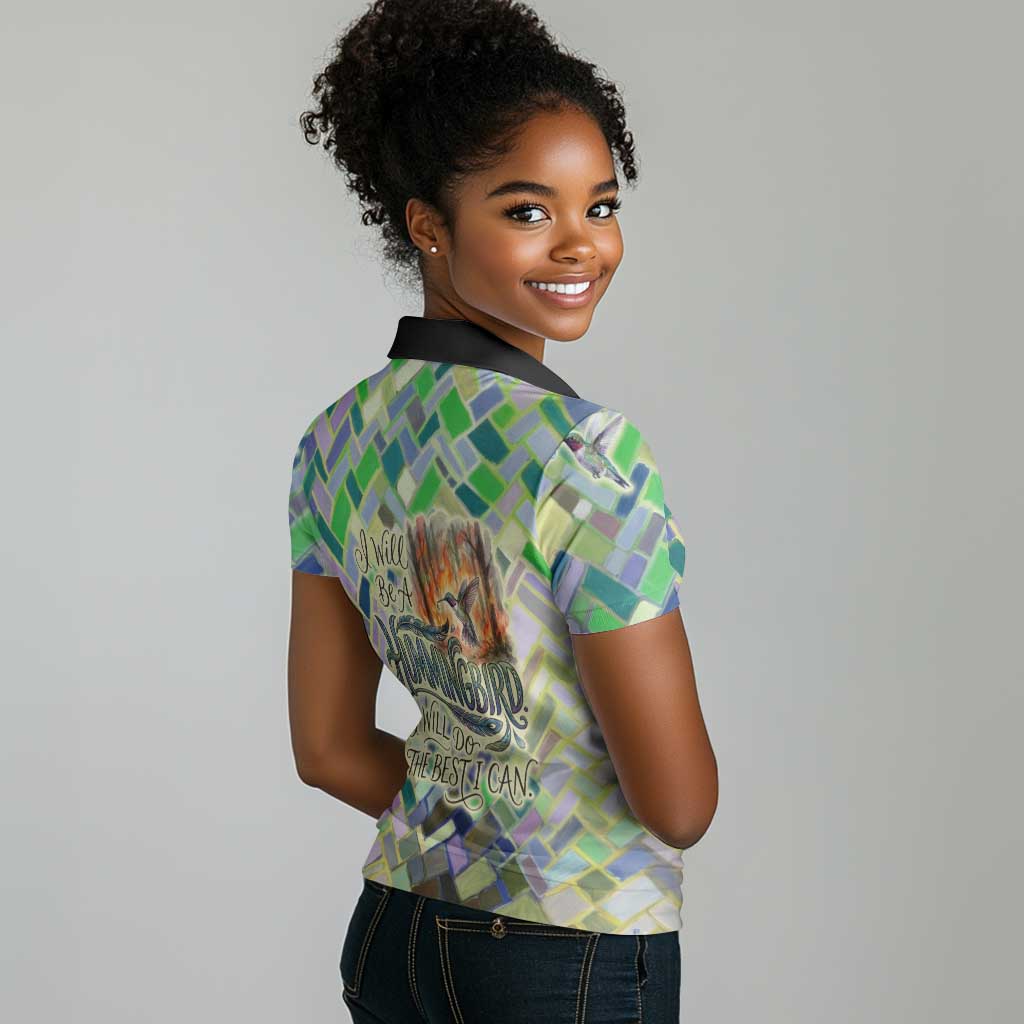 Wangari Maathai Women Polo Shirt Hummingbird Quote Tree Planting Theme Environmental Justice Tribute - African Pride