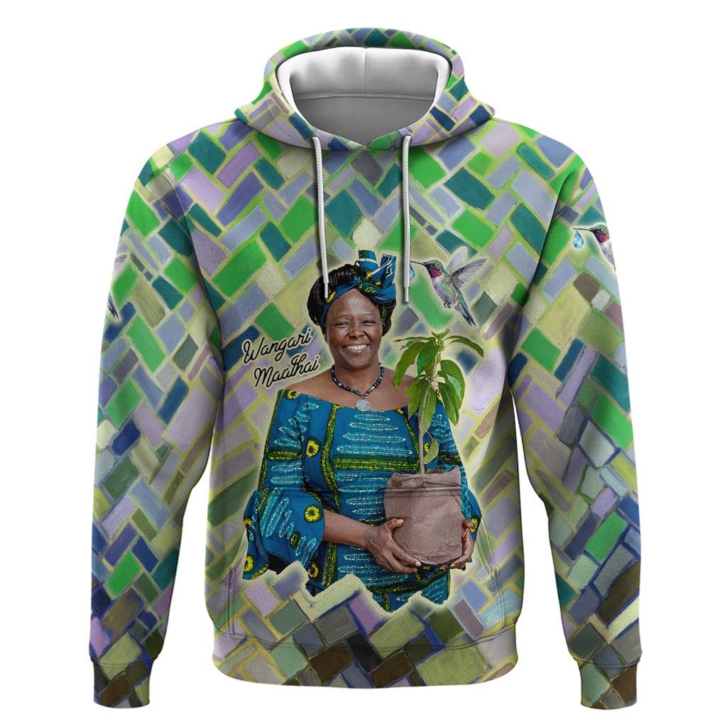 Wangari Maathai Zip Hoodie Hummingbird Quote Tree Planting Theme Environmental Justice Tribute - African Pride