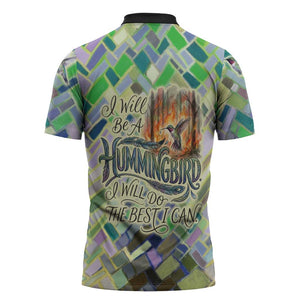 Wangari Maathai Zipper Polo Shirt Hummingbird Quote Tree Planting Theme Environmental Justice Tribute - African Pride