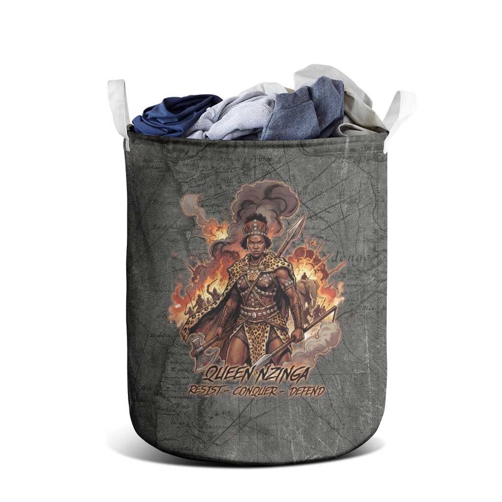 Queen Nzinga Laundry Basket Fierce African Warrior Queen - Dark Tribal Fire Art - African Pride