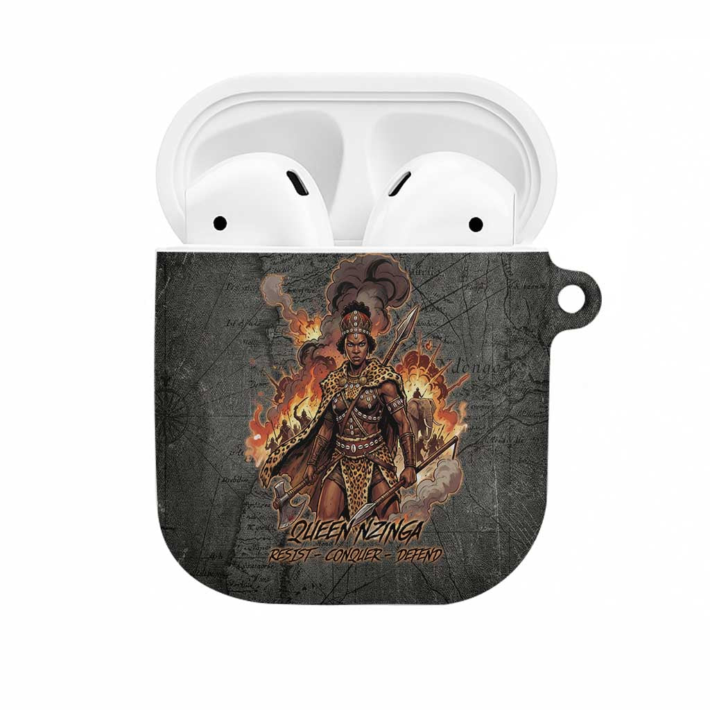 Queen Nzinga AirPods Case Fierce African Warrior Queen - Dark Tribal Fire Art - African Pride