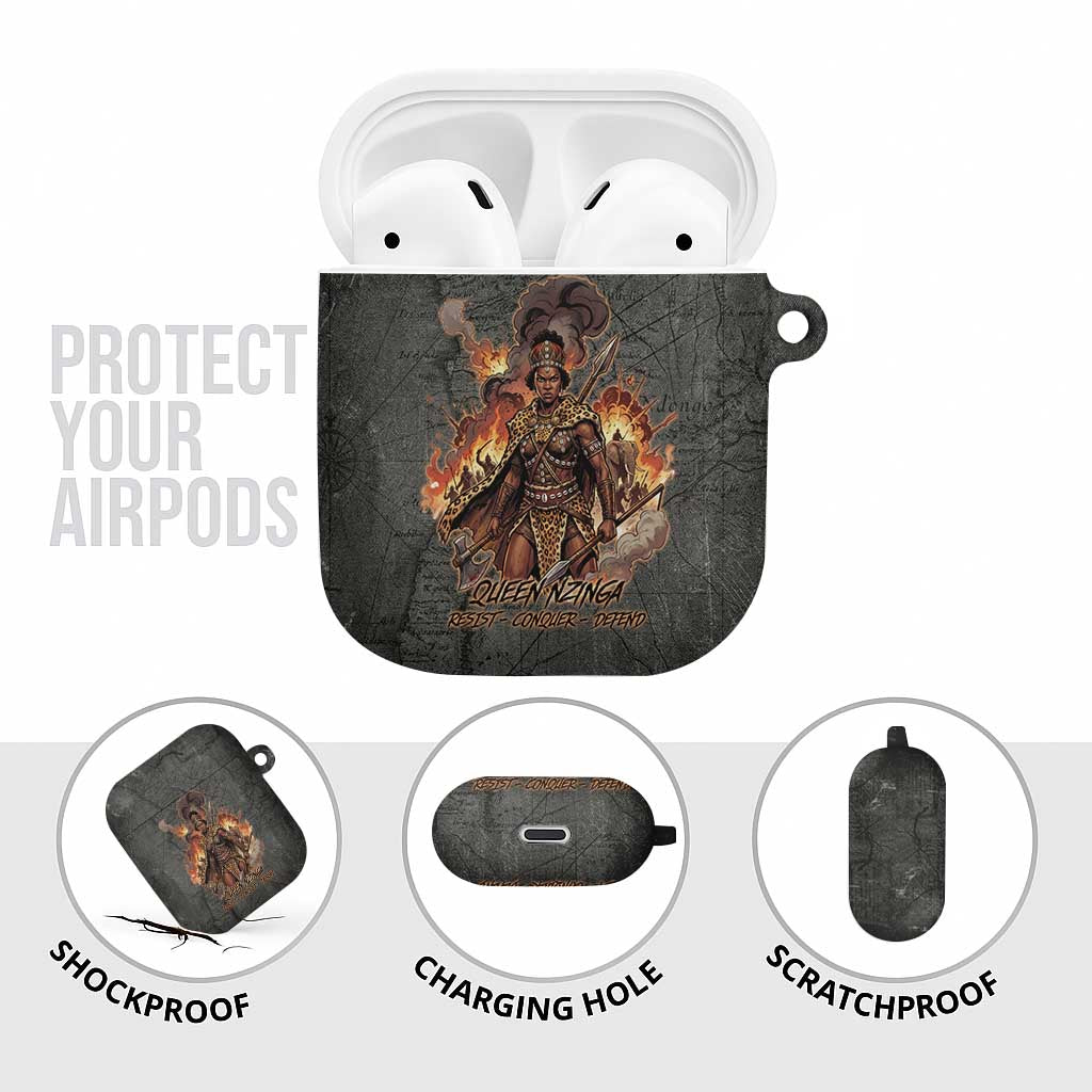 Queen Nzinga AirPods Case Fierce African Warrior Queen - Dark Tribal Fire Art - African Pride