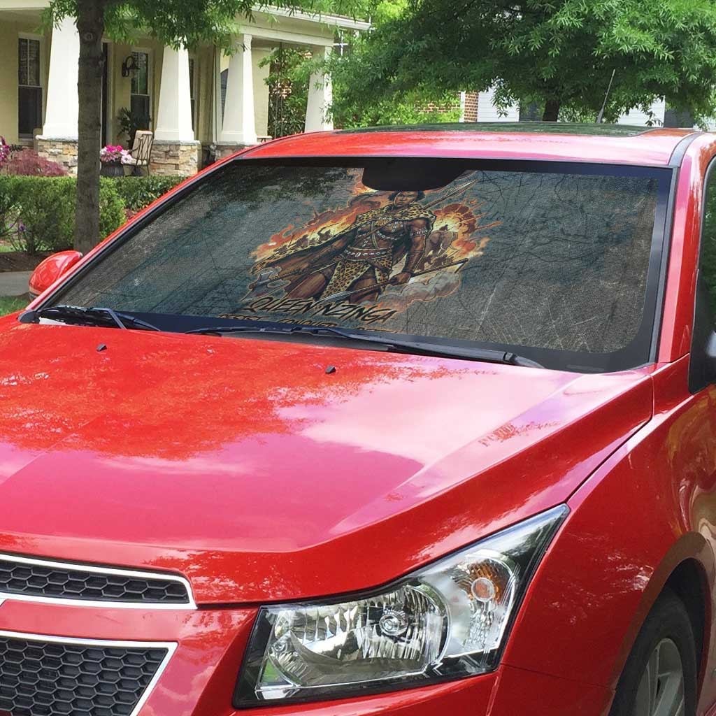 Queen Nzinga Auto Sun Shade Fierce African Warrior Queen - Dark Tribal Fire Art - African Pride