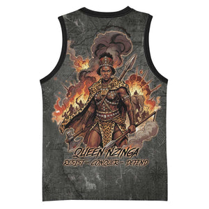 Queen Nzinga Basketball Jersey Fierce African Warrior Queen - Dark Tribal Fire Art - African Pride
