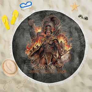 Queen Nzinga Beach Blanket Fierce African Warrior Queen - Dark Tribal Fire Art - African Pride
