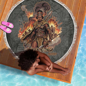 Queen Nzinga Beach Blanket Fierce African Warrior Queen - Dark Tribal Fire Art - African Pride