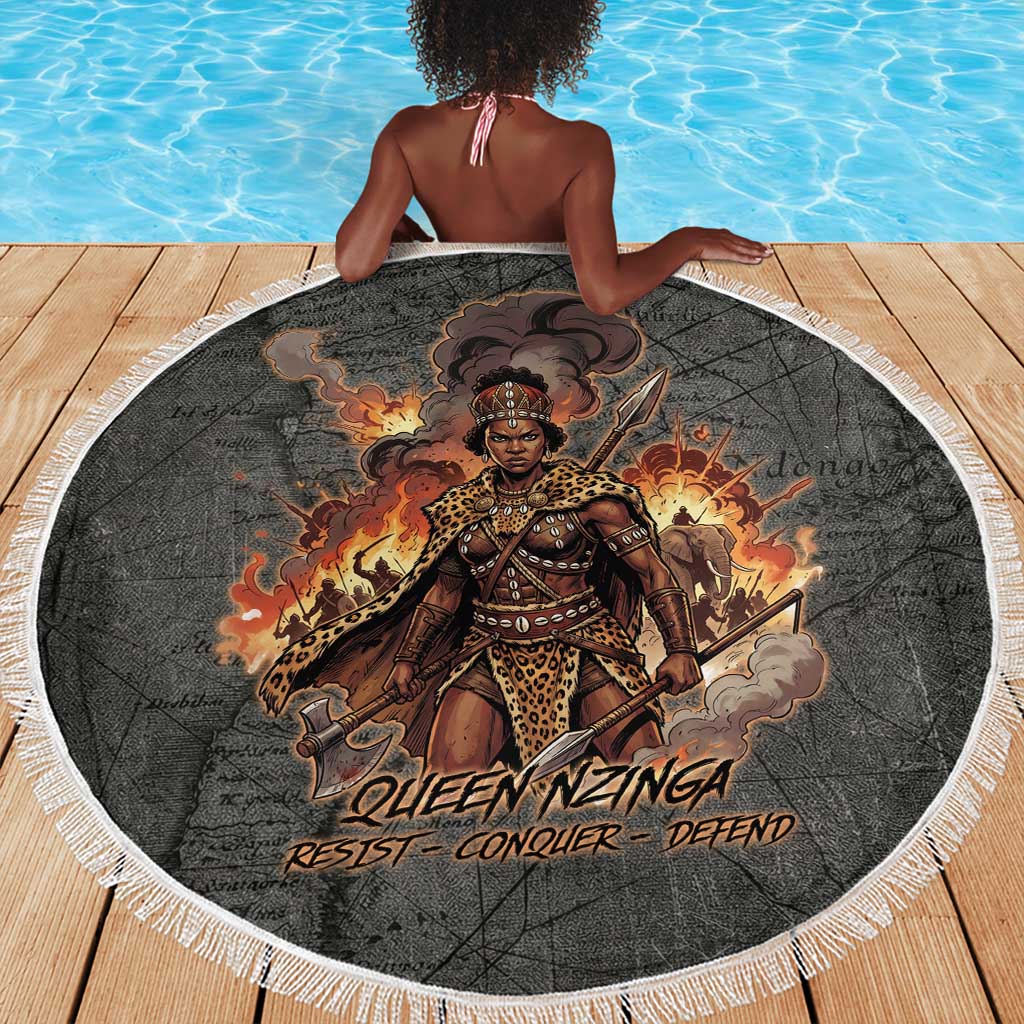 Queen Nzinga Beach Blanket Fierce African Warrior Queen - Dark Tribal Fire Art - African Pride