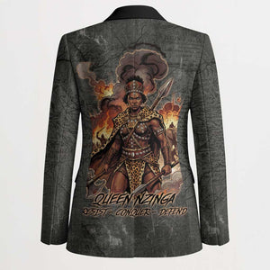 Queen Nzinga Blazer Fierce African Warrior Queen - Dark Tribal Fire Art - African Pride